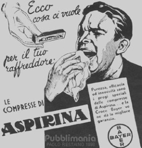 Vecchio manifesto pubblicitario dell'Aspirina