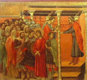 "Ponzio Pilato si lava le mani" di Duccio da Boninsegna (1257-1318)