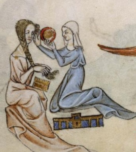 Bellezza femminile nel Medioevo: donne che si pettinano