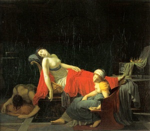 La morte di Cleopatra in un dipinto di J.B.Regnault (1796-97)