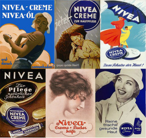 Vecchie pubblicità della crema per le mani Nivea