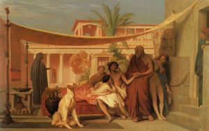 Socrate e Alcibiade in casa di Aspasia, dipinto di Jean-Léon Gérome. La prostituzione nell'Antica Grecia era un fenomeno diffuso e diversificato