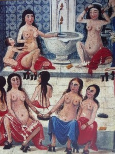 Un bagno pubblico arabo o hammam nel Medioevo