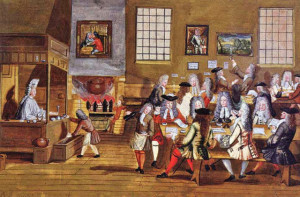 Interno del primo Coffee House a Boston, Inghilterra, 1689 (Anonimo)