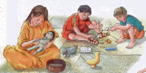 Bambini romani che giocano. L'infanticidio non era affatto raro nell'Antica Roma