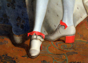 Le scarpe con tacco di Luigi XIV (particolare di un dipinto)