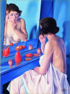 "Donna allo specchio" di Cagnaccio da San Pietro (1927). Per la pelle e il colorito si usavano rimedi naturali