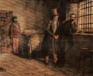 Giuseppe Mazzini in prigione a Savona riceve la visita del padre