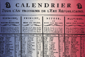 Il calendario della Rivoluzione Francese, in vigore dal 22 Settembre 1792 al 1 Gennaio 1806