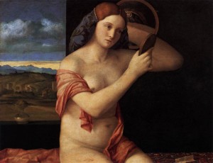 Donna rinascimentale di Giovanni Bellini.  Nel '500, per infoltire le ciglia, si usavano peli di talpa e inchiostro