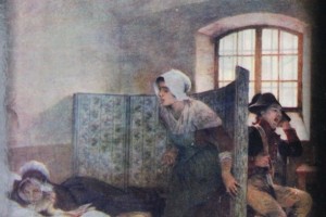 Il dipinto di Tony Robert-Fleury intitolato "Maria Antonietta il mattino della sua esecuzione". La ragazza sulla destra è Rosalie Lamorliére immaginata dall'autore