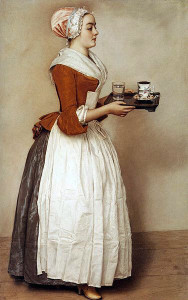 La ragazza con la cioccolata (da un dipinto del '700). Maria Antonietta d'Austria, poco prima di essere ghigliottinata il 16 Ottobre 1793, chiese ed ottenne un'ultima tazza di cioccolata calda