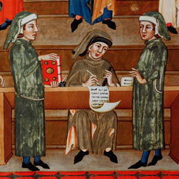 Un atto dal notaio nel Medioevo