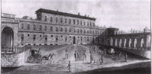 Veduta ottocentesca di Palazzo Pitti a Firenze