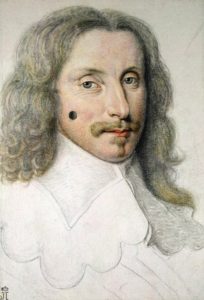 Ritratto di uomo con neo finto sulla guancia. I nei finti, nel '700, erano usati anche dagli uomini